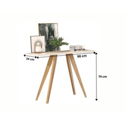 Aparador Retrô Decorativo Sala de Estar Pés Madeira Tampo Mdf Off White - 3
