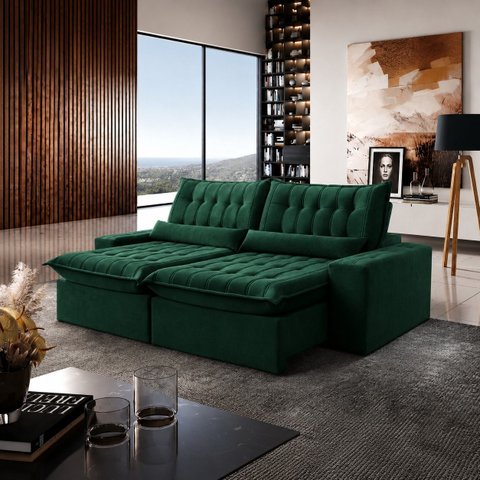 Sofá Petra Retrátil Reclinável 210m - Verde