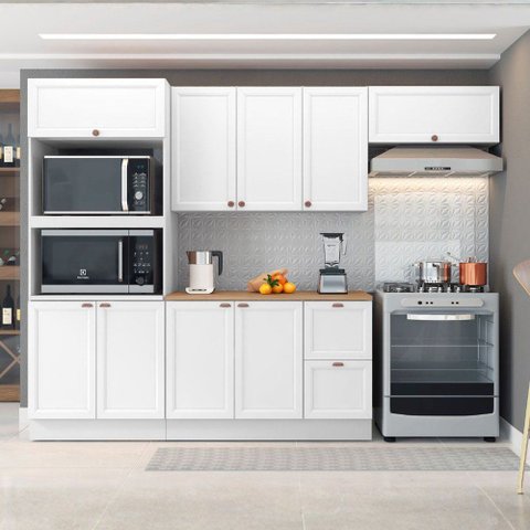 Cozinha Olivia 4 Peças Balcão com Tampo e Torre Quente