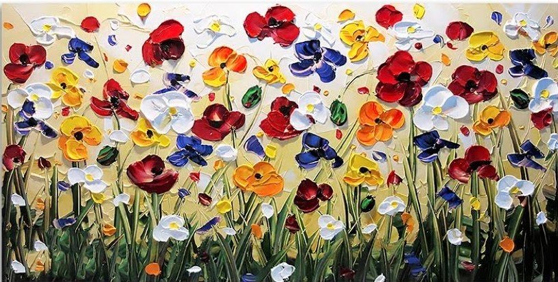 Quadro Decorativo Floral Moderno, Tela em Canvas ideal para  Sala, Quarto e Hall (100x70 cm)