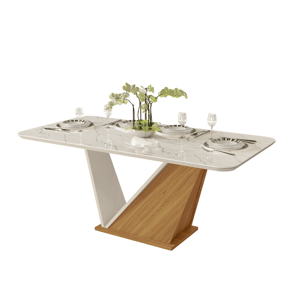 Mesa de Jantar Retangular Ariel 180 cm Cor Carvalho Europeu/Granite - DJ Móveis Menor preço em Mesa de Jantar Retangular Ariel 180 cm Cor Carvalho Europeu/Granite - DJ Móveis