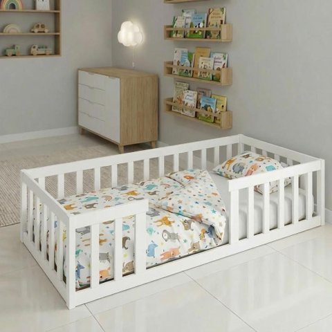 Cama Montessoriana Solteiro em Madeira Maciça Branco