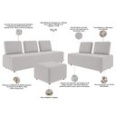 Ver imagem 5 de Sofá 6 Lugares para Sala de Estar Living Modular Adah M03 Linho Cinza - Lyam Decor