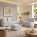 Ver imagem 4 de Sofá 6 Lugares para Sala de Estar Living Modular Adah M03 Linho Cinza - Lyam Decor