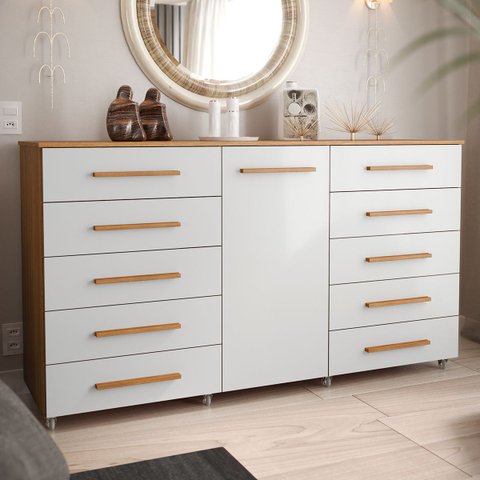 Cômoda para Quarto 10 Gavetas e 1 Porta Imperial