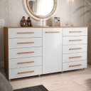 Ver imagem 1 de Cômoda para Quarto 10 Gavetas e 1 Porta Imperial Marrom/Freijó/Off White