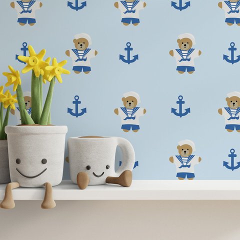 Papel de Parede Adesivo Baby Marinheiro Azul - 3,3m