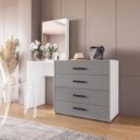 Ver imagem 1 de Cômoda Penteadeira Valência 4 Gavetas Espelho 149x160cm Cinza/Branco 250803