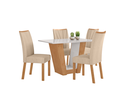 Ver imagem 1 de Conjunto Sala de Jantar Mesa Apogeu 120 Tampo Vidro Off White com 4 Cadeiras Apogeu - Lopas Amendoa 