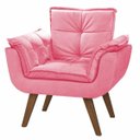 Ver imagem 1 de Poltrona Julia Suede Rosa Cadeira Decorativa Sala Recepção Pés Caramelo
