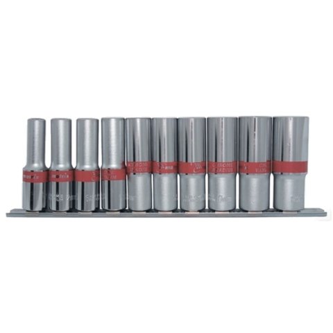 Jogo de Soquete Longo Sextavado 3/8"" 8-19mm 10 Peças - 135919 - Stels Jogo de Soquete Longo Sextava