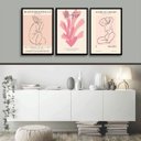 Ver imagem 1 de Kit 3 Quadros Matisse Mulheres Coral - Rosa 45x34cm - com Vidro:moldura Preta