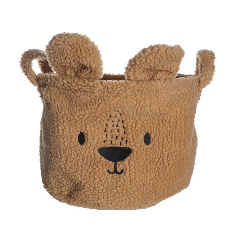 Cesto Infantil Redondo 30cm com Alças Urso de Pelúcia - Oikos