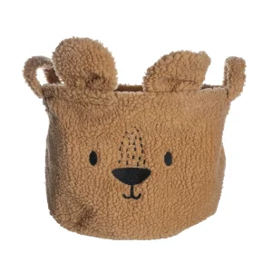 Cesto Infantil Redondo 30cm com Alças Urso de Pelúcia - Oikos