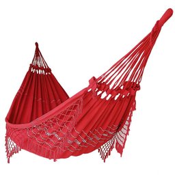 Rede de Dormir Descanso Casal 3,80m X 1,50m Algodão Premium Vermelha - 1