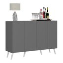Ver imagem 3 de Aparador Buffet 4 Portas com Pés Retrô Veneza Multimóveis Grafite/Branco