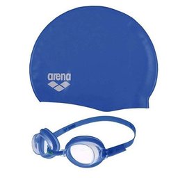 Kit Natação Pool Set Óculos e Touca Jr Infantil Arena Azul - 1