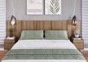 Ver imagem 1 de Cabeceira para Cama Casal com 2 Mesas de Cabeceira Suspensas Cor:mel