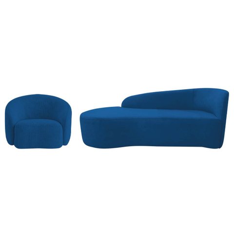 Kit Divã Recamier Orgânico França 140cm Lado Esquerdo e Poltrona Amore Linho