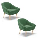 Ver imagem 1 de Kit 02 Poltronas Giovana Veludo Natural Verde