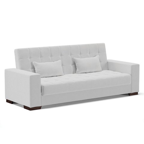 Sofá Cama 02 lugares Lisboa Linho Pés de Madeira - D’Rossi - A05 Cinza