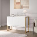 Ver imagem 1 de Balcão Aquarela Industrial 3 Portas MDP 120cm Branco e Dourado Casah