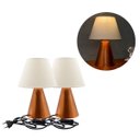 Ver imagem 1 de Kit 2 Abajur Luminaria de Mesa Cone Cobre Alumínio com Cúpula Tecido Algodão