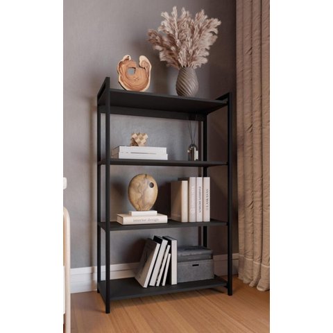 Estante Multiuso Industrial 4 Prateleiras em MDP 70x34x121cm Preto