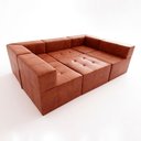 Ver imagem 1 de Sofá Modular King com Puff Bom Pastor Terra Cota Veludo PU