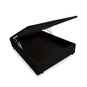 Base Box Baú Casal Blindado Suede Preto  138x188x41cm