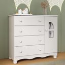 Ver imagem 1 de Cômoda Infantil 95cm 1 Porta com Vidro e 4 Gavetas Aurora Multimóveis Mp4499 Branco