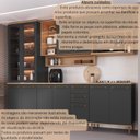 Ver mais imagens de Cozinha Modulada Completa 7 Peças com Cristaleira 12 Portas 2 Gavetas Isabelle Cinza/Freijó/Grafite