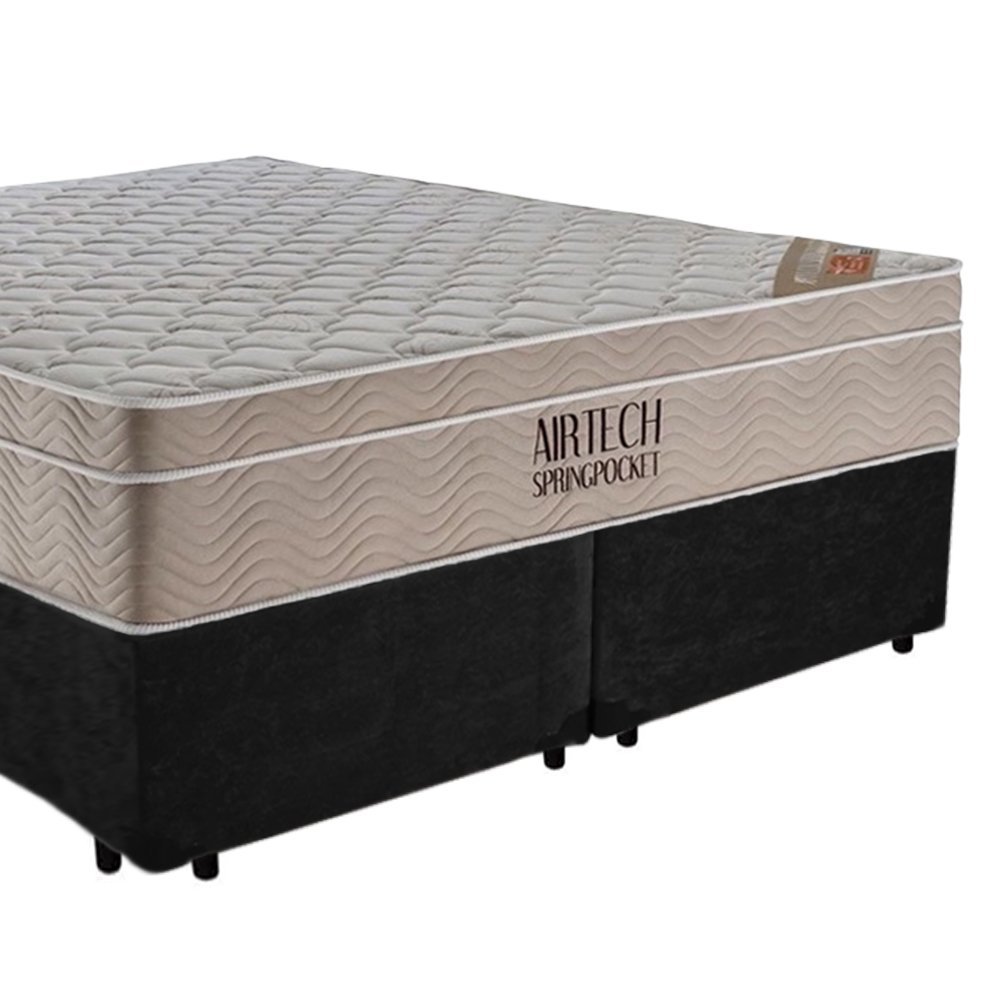 Cama Box Casal Suede Bipartido + Colchão Ortobom Airtech Molas Ensacadas 138x188x65 Cor:preto - 5