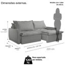 Ver imagem 2 de Sofá Cama Amsterdã Caixa Zero 2.20m Retrátil e Reclinável com Almofadas Soltas - Movenzo Estofados