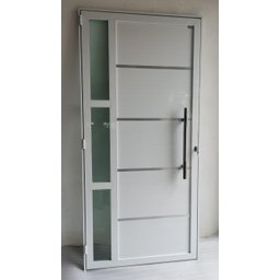 Porta de Alumínio Lambri Simples 210x100 C/ Puxador e Vidro - 1