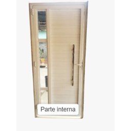 Porta de Alumínio Lambri Simples 210x100 C/ Puxador e Vidro - 2