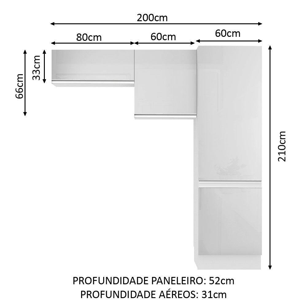 Kit Área de Serviço Madesa Acordes 100% Mdf com 2 Armários e Torre - Portas Branco Brilhante - 3