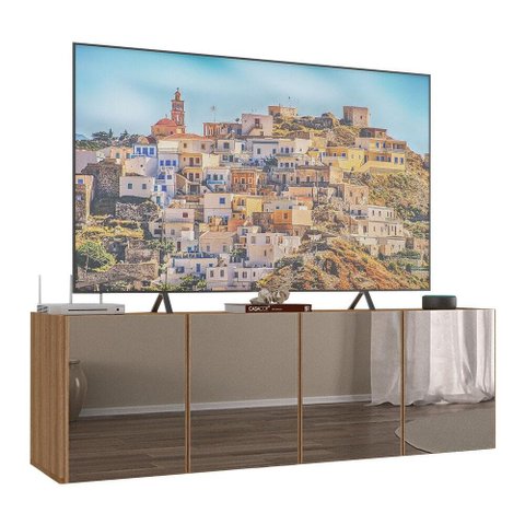 Rack Tv até 50 Polegadas 4 Portas Suspenso com Espelhos Multimóveis Mp1081 Rustic