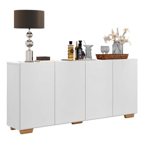 Aparador Buffet Multimóveis Veneza 4 Portas FG3557 Branco/Natural