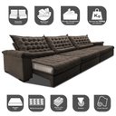 Ver imagem 3 de Sofá Retrátil e Reclinável 4,15m Molas Ensacadas Cama inBox Big Space com Bordado 3D Velusoft