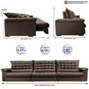 Ver imagem 2 de Sofá Retrátil e Reclinável 4,15m Molas Ensacadas Cama inBox Big Space com Bordado 3D Velusoft