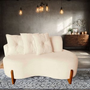 Namoradeira Sofá 2 Lugares Feijão Plaza Orgânica Boucle Bege Luxo