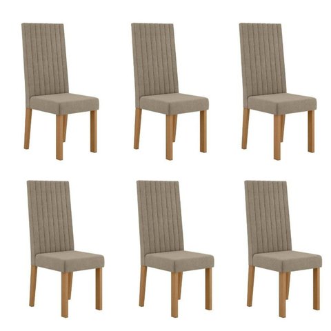 Conjunto 6 Cadeiras para Sala de Jantar Laura Marrom/Mel/Caramelo