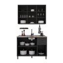 Ver imagem 4 de Armário de Cozinha Modulada Compacta Fidelitá Nara 100% MDF 2 Peças 120cm 6 Portas 2 Gavetas sem