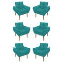 Ver imagem 1 de Kit 6 Poltronas de Luxo Opala Suede - Azul Turquesa