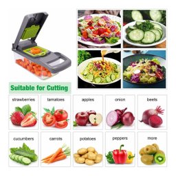 Ralador Fatiador Cortador Mandolin Multiuso de Frutas e Vegetais 16 em 1 Profissional Inox - 3