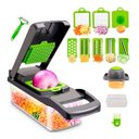 Ver imagem 2 de Ralador Fatiador Cortador Mandolin Multiuso de Frutas e Vegetais 16 em 1 Profissional Inox