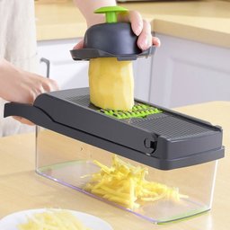 Ralador Fatiador Cortador Mandolin Multiuso de Frutas e Vegetais 16 em 1 Profissional Inox - 6