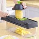Ver imagem 6 de Ralador Fatiador Cortador Mandolin Multiuso de Frutas e Vegetais 16 em 1 Profissional Inox
