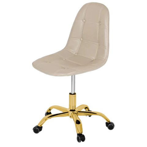 Cadeira Office Eiffel - Botonê | Nude - Dourado Brilho